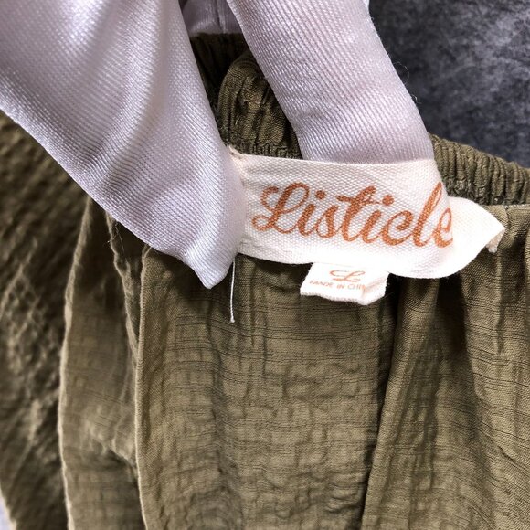 Listicle Ariana Long Sleeve Maxi Dress L Olive Green Square Neck Boho Peasant - Picture 9 of 12